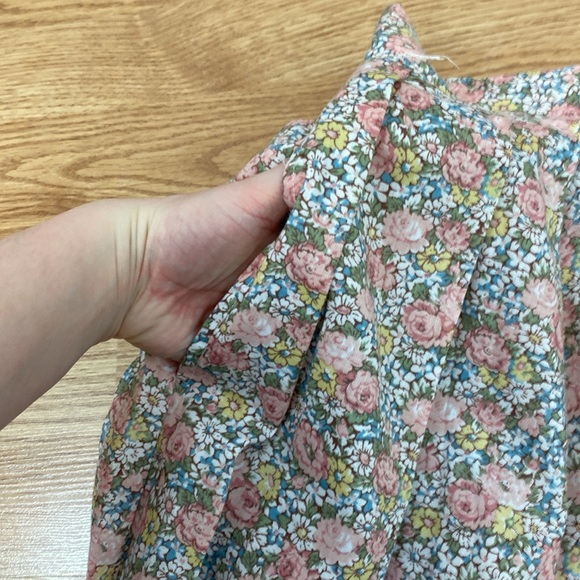Vintage Floral Midi Pleated Skirt Button-up Closure - Picture 8 of 11